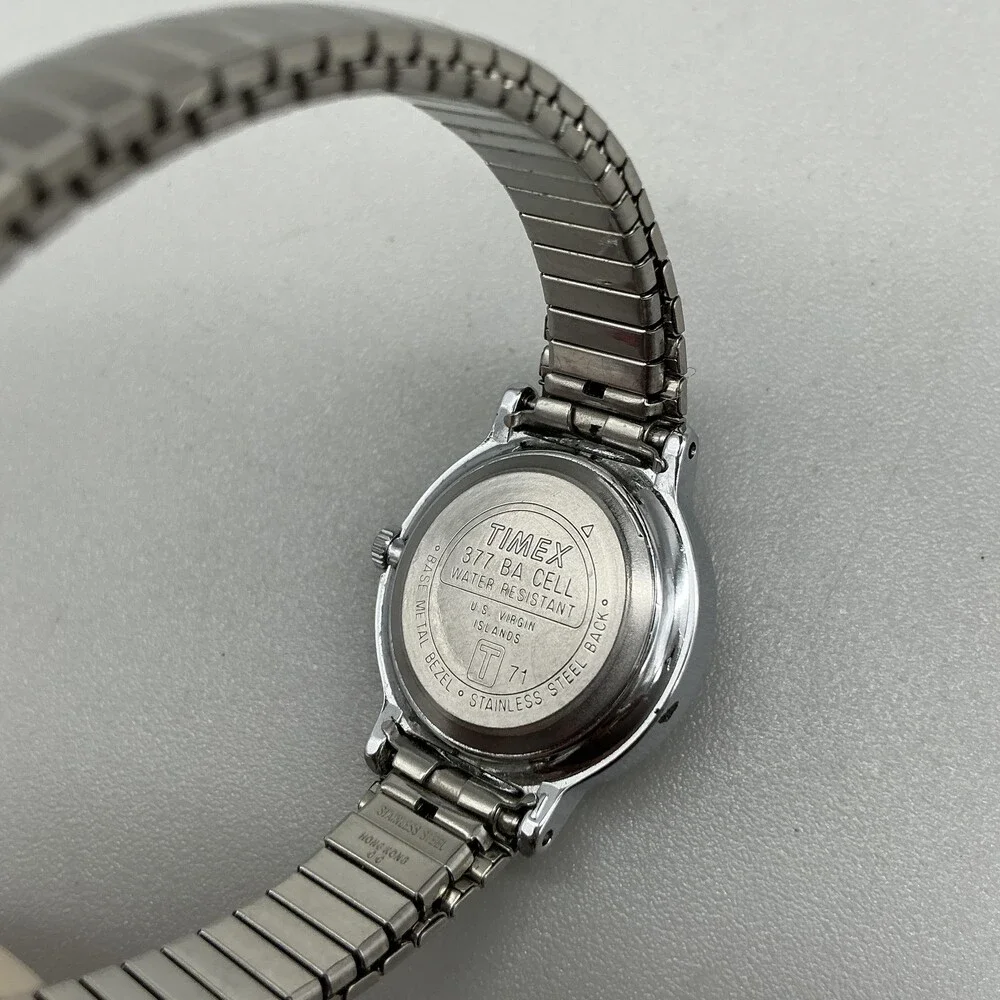 Timex Womens Watch 23mm White Dial Silver Tone Expansion Band New Battery